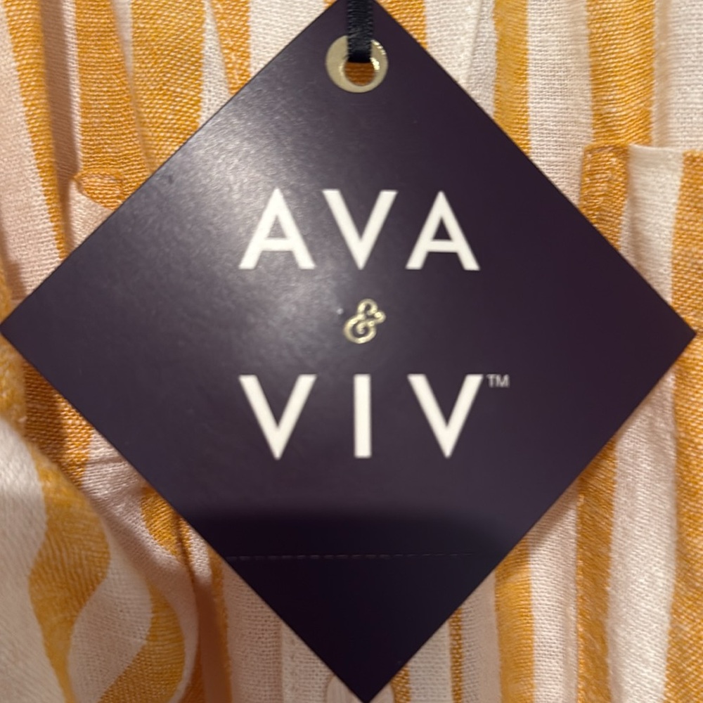 Ava & Viv Yellow Wrap Midi Dress with Polo Collar - Picture 2 of 2